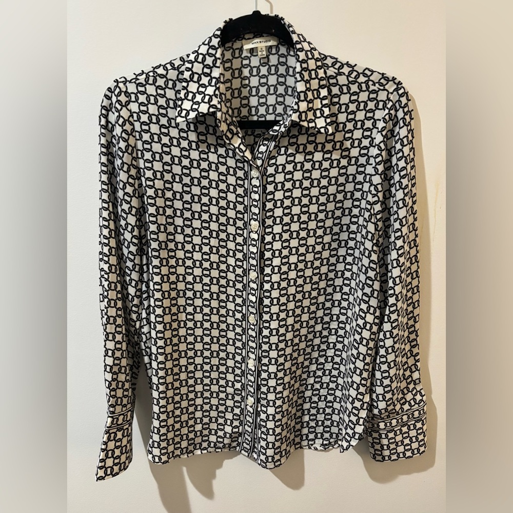 Max Studio Monochrome Chain Print Shirt